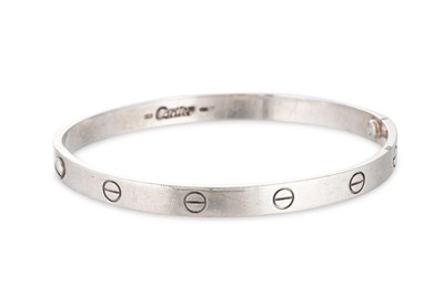 Lot 202 - A CARTIER LOVE BANGLE, in 18ct white gold,...