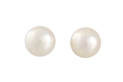 Lot 61 - A PAIR OF CULTURED PEARL EARRINGS, mounted in...