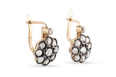Lot 150 - A PAIR OF DIAMOND CLUSTER EARRINGS, vintage...