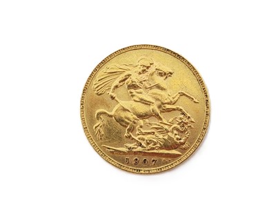 Lot 484 - TWO FULL GOLD SOVEREIGN ENGLISH COINS, 1907...