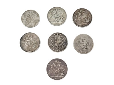 Lot 486 - FIVE VICTORIAN 1847-1893 SILVER CROWNS, plus a...