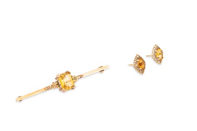 Lot 167 - A SUITE OF 9CT GOLD AND CITRINE SET JEWELLERY,...