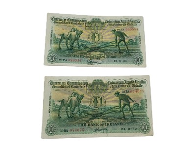 Lot 499 - TWO X £1 PLOUGHMAN IRISH BANKNOTE, to include...