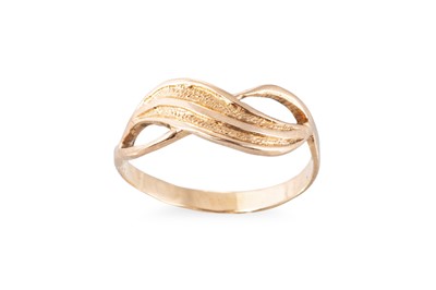 Lot 71 - A CROSS-OVER BAND RING, mounted in 14ct yellow...