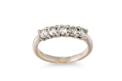 Lot 105 - A FIVE STONE DIAMOND RING, the brilliant cut...