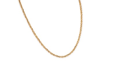 Lot 121 - A 9CT YELLOW GOLD ROPE LINK NECKCHAIN, ca 15"...