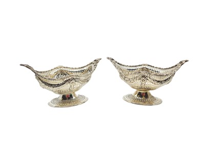 Lot 527 - A PAIR OF LATE VICTORIAN SILVER BON BON DISHES,...