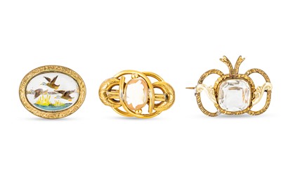 Lot 364 - A COLLECTION OF THREE ANTIQUE BROOCHES, one...