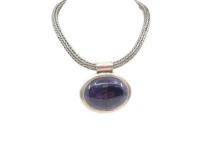 Lot 382 - A NORWEGIAN SILVER NECKLACE, plaited link...