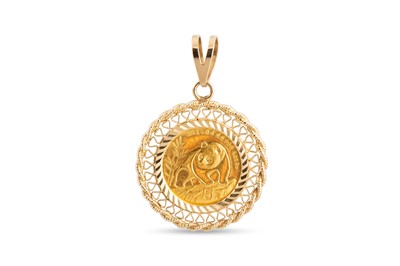 Lot 462 - A ½ OZ GOLD PANDA CHINA COIN,  in a lacework...