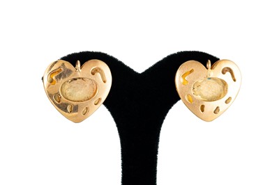 Lot 299 - A PAIR OF 18CT YELLOW GOLD EARRINGS, of...