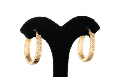 Lot 263 - A PAIR OF 18CT GOLD HOOP EARRINGS, 1.81 g.