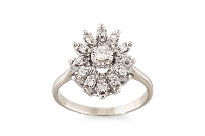 Lot 265 - A DIAMOND CLUSTER RING, mounted in 14ct white...