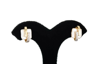 Lot 267 - A PAIR OF MOTHER-OF-PEARL AND DIAMOND STUD...