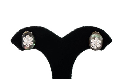 Lot 272 - A PAIR OF DIAMOND SET EARRINGS, mounted in silver