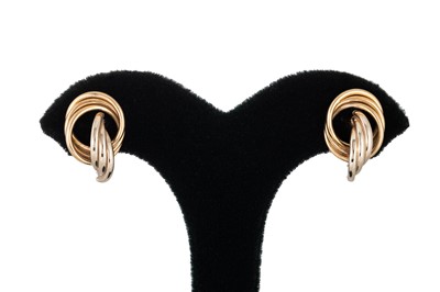 Lot 15 - A PAIR OF GOLD EARRINGS, of twisted open work...