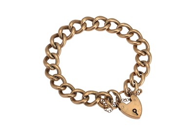 Lot 70 - AN ANTIQUE 9CT GOLD HOLLOW CURB LINK BRACELET,...
