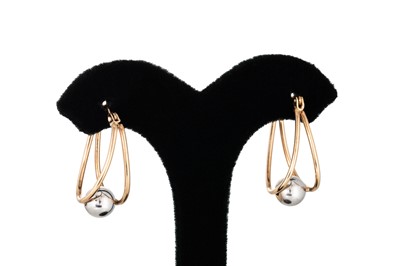 Lot 26 - A PAIR OF TWO-TONE 9CT GOLD HOOP EARRINGS, of...