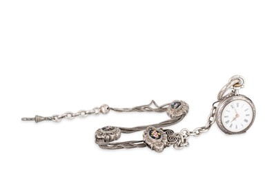 Lot 47 - AN ANTIQUE SILVER FOB WATCH