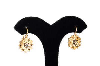 Lot 51 - A PAIR OF VICTORIAN PEARL SET DROP EARRINGS,...