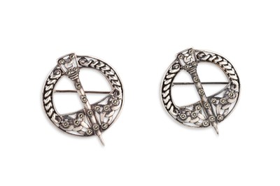 Lot 345 - A PAIR OF IRISH SILVER AND MARCASITE CELTIC...