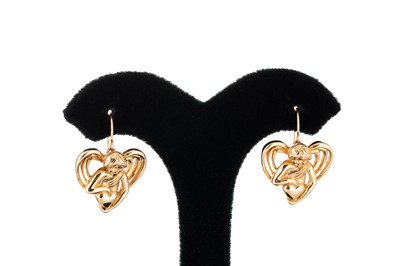 Lot 374 - A PAIR OF 14CT GOLD ANGEL EARRINGS, stamped...