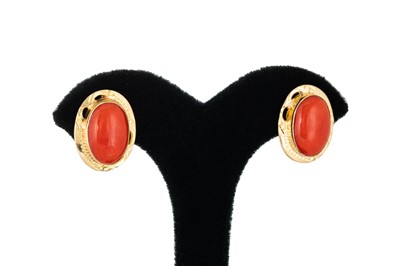 Lot 314 - A PAIR OF MEDITERRANEAN CORAL EARRINGS, the...