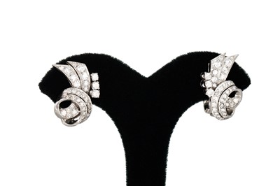 Lot 292 - A PAIR OF DIAMOND  SPRAY VINTAGE CLUSTER...