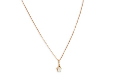 Lot 88 - AN OPAL PENDANT, the teardrop cabochon opal...