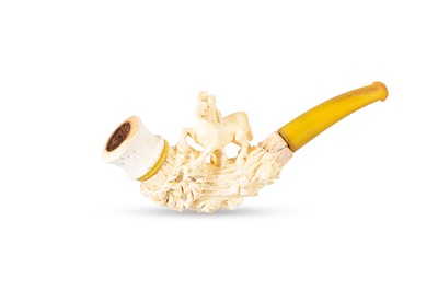 Lot 518 - AN ANTIQUE MEERCHAUM PIPE, carved decoration,...