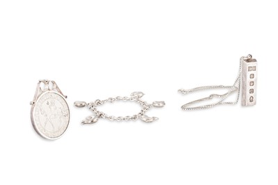 Lot 110 - A STERLING SILVER INGOT PENDANT, on a chain,...