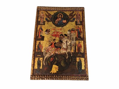 Lot 562 - RELIGIOUS ICON: Image of St. George slaying...