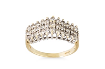 Lot 315 - A THREE ROWED DIAMOND RING, mounted in 14ct...