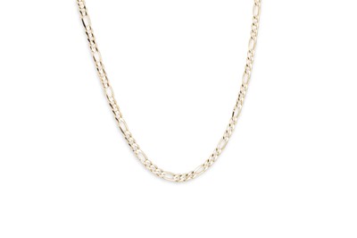 Lot 39 - A 14CT GOLD FLAT CURB LINK NECK CHAIN, 14.38 g.