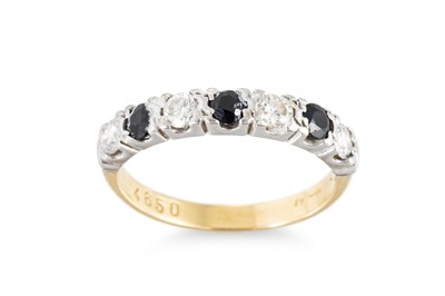 Lot 159 - A DIAMOND AND SAPPHIRE HALF ETERNITY RING,...