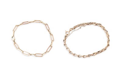 Lot 247 - TWO 9CT GOLD BRACELETS, 11.7 g.