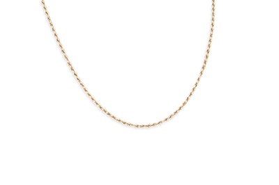 Lot 248 - A 9CT YELLOW GOLD ROPE LINK NECK CHAIN, 3.6 g.