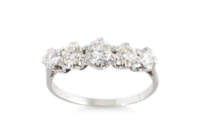 Lot 259 - A DIAMOND FIVE STONE RING, the round brilliant...