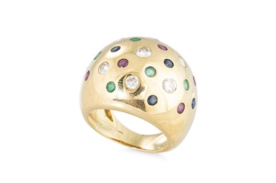 Lot 237 - A RUBY, EMERALD, DIAMOND AND SAPPHIRE RING,...