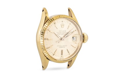 Lot 460 - A LADY'S ROLEX DATEJUST GOLD WATCH HEAD, no...