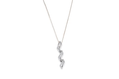 Lot 93 - A DIAMOND SET PENDANT, of swirl form, mounted...