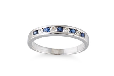 Lot 309 - A SAPPHIRE AND DIAMOND HALF ETERNITY RING,...