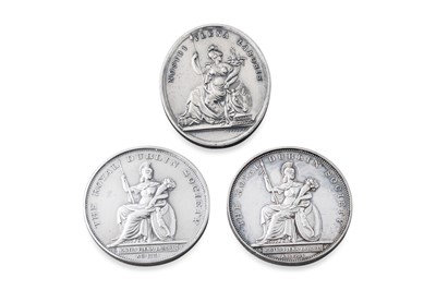 Lot 384 - THREE RDS DUBLIN IRISH SILVER MEDALS, 1895,...