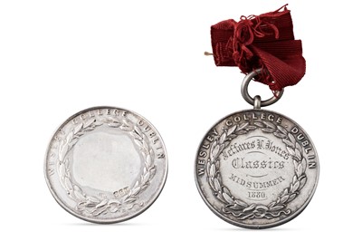 Lot 385 - A PAIR OF WESLEY COLLEGE, DUBLIN SILVER MEDALS,...