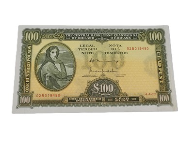 Lot 391 - A £100 LADY LAVERY IRISH BANKNOTE, 4.4.77...