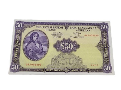 Lot 392 - A £50 LADY LAVERY IRISH BANKNOTE. 4.4.77 crisp...