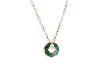 Lot 177 - A 'MALACHITE' ENAMEL AND DIAMOND SET PENDANT,...