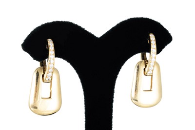 Lot 213 - A PAIR OF DIAMOND SET EARRINGS, comprising...