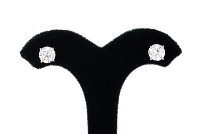 Lot 348 - A PAIR OF DIAMOND SET STUD EARRINGS, the...