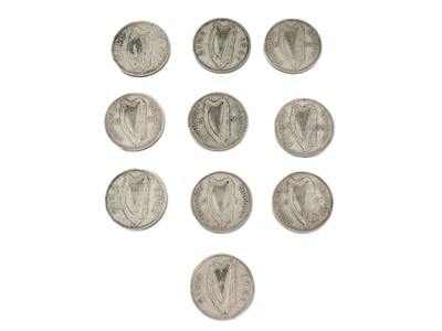 Lot 363 - TEN IRISH HALF CROWN COINS, 1928-42, in fine...